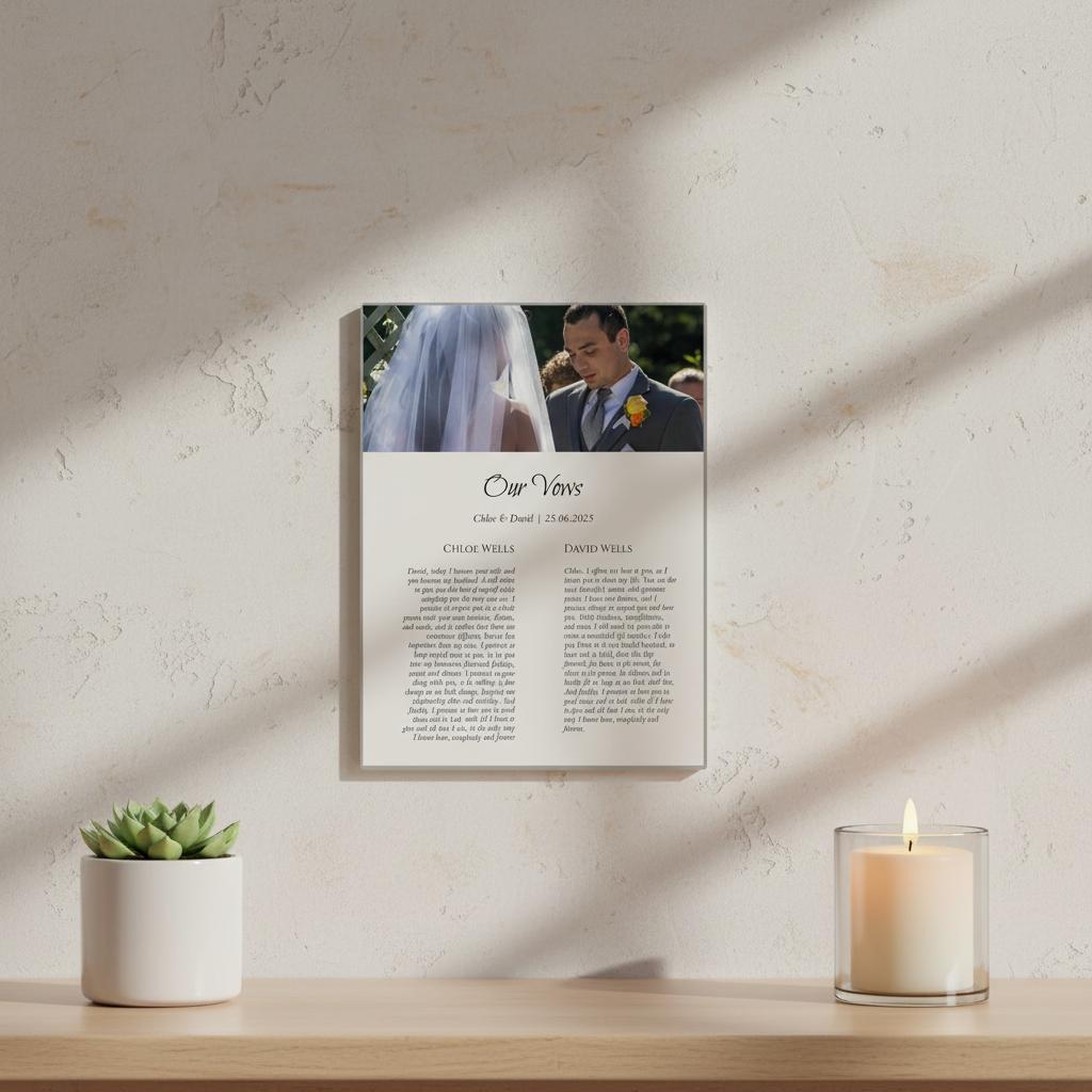Personalised Wedding Vows Aluminium Print