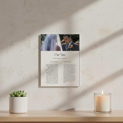 Personalised Wedding Vows Aluminium Print